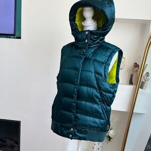 The North Face Dark Teal Puffer Vest with Hood